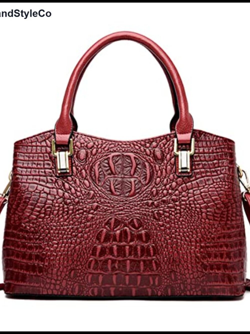 Embossed Crocodile Pattern Patent PU Leather Satchel Top-Handle Crossbody Bag